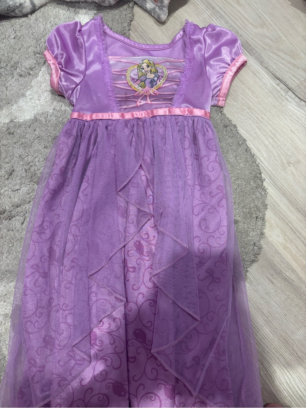Girls Purple rapunzel Princess Dress with Rapunzel Patch